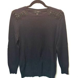 J. Crew Cashmere Blend Beaded Sweater In Midnight Blue/Black Sz XS